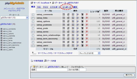 管理ツール:phpMyAdmin